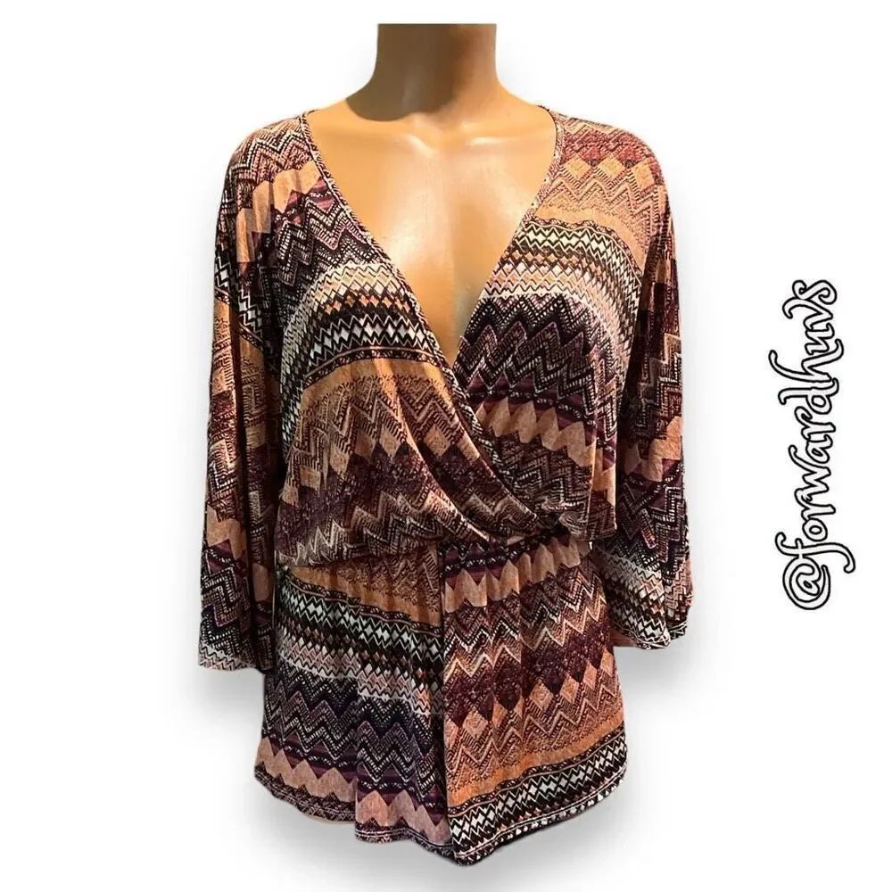 Elan V Neck Aztec Style Cover Up Romper - No Size Tag - Med / Large